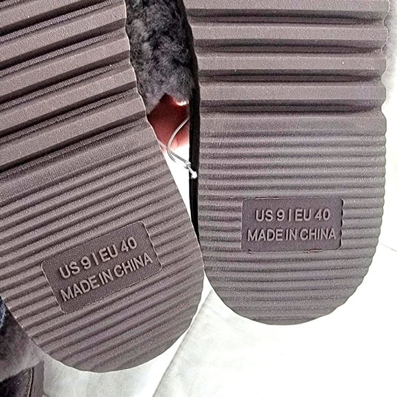 EZ FEET by Dearform Shearling Sheepskin Slide Slippers NEW GRAY 8 9 - Picture 4 of 5